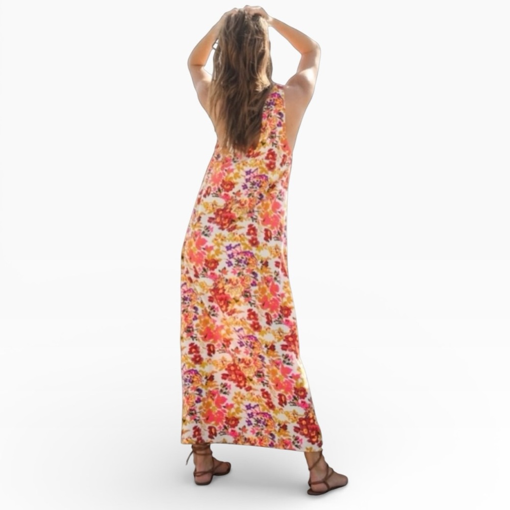 NATURAL LIFE Katie Floral Maxi Dress Size XS/S White Pink Sleeveless Boho Summer - Picture 2 of 11